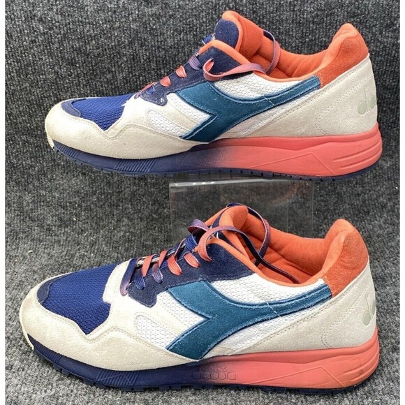 Diadora N9000 Suede Mesh Beige Blue Coral Retro Running Shoes Sneaker Mens 10